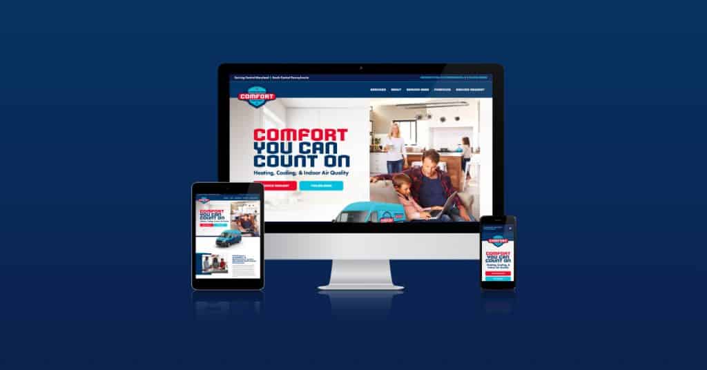 A website design for Innovative Comfort Solutions in Maryland.